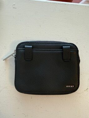 Away Black Leather Zip Pouch with Loops